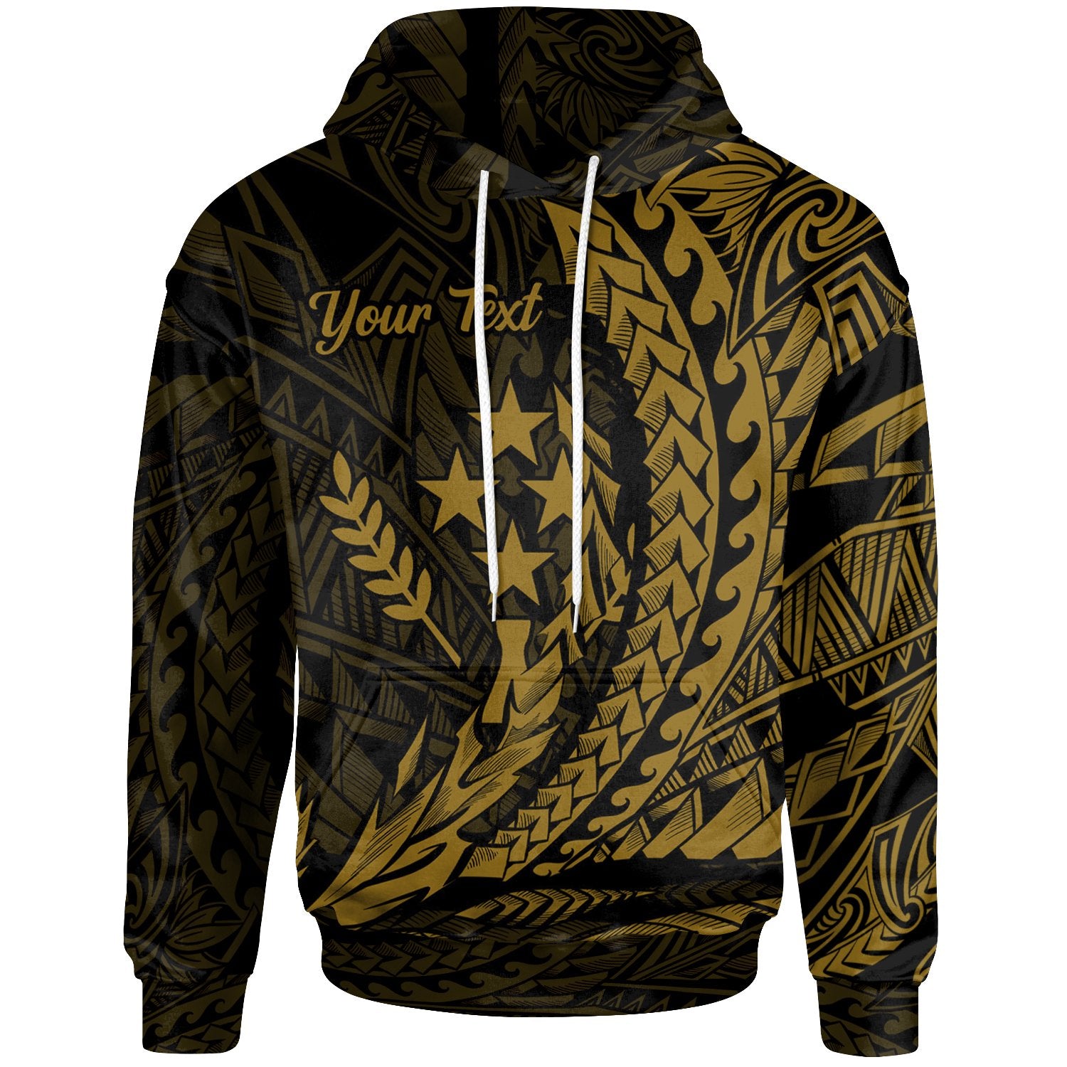 Kosrae State Hoodie Gold Custom Wings Style Unisex Black - Polynesian Pride