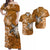 Custom Polynesian Couple Outfits Matching Hawaii Tribal Gold Sea Turtle Honu and Hibiscus Dress and Hawaiian Shirt LT13 Gold - Polynesian Pride