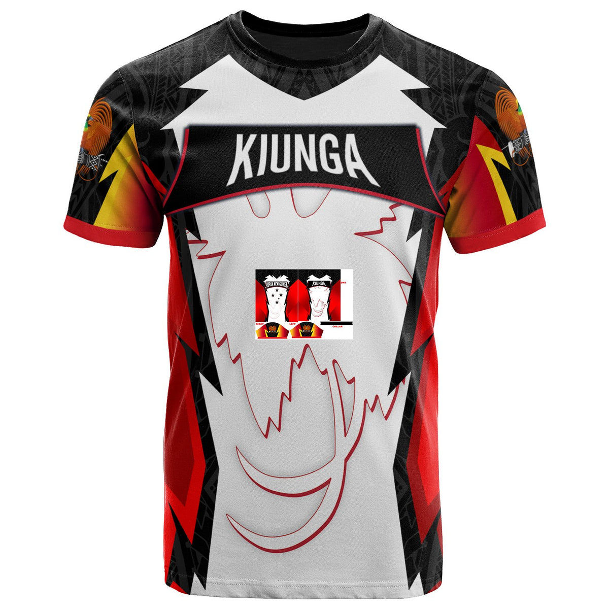 Papua New Guinea T Shirt Kiunga PNG Coat Of Arms Unisex Red Black - Polynesian Pride