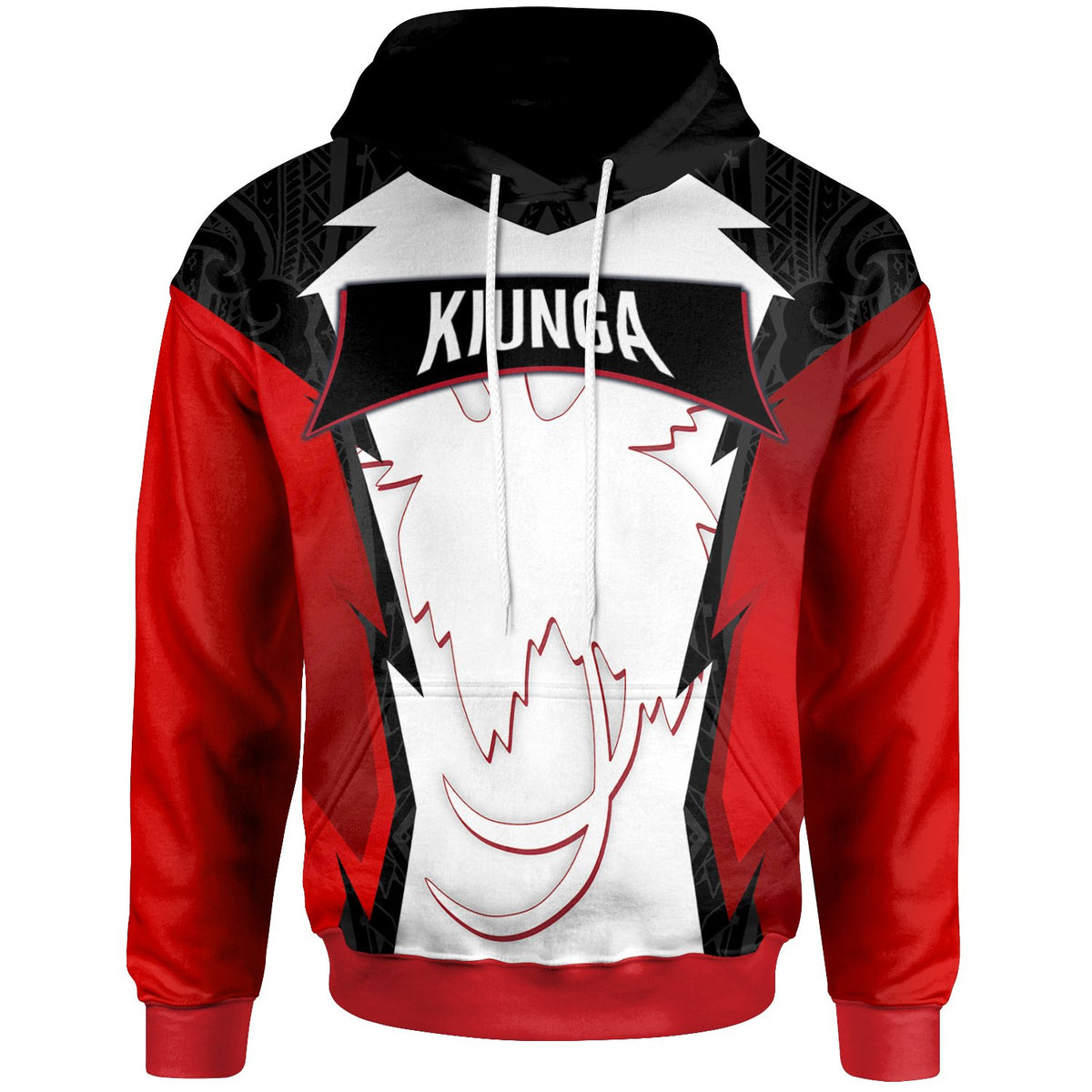 Papua New Guinea Hoodie Kiunga PNG Coat ofrms Unisex Red Black - Polynesian Pride
