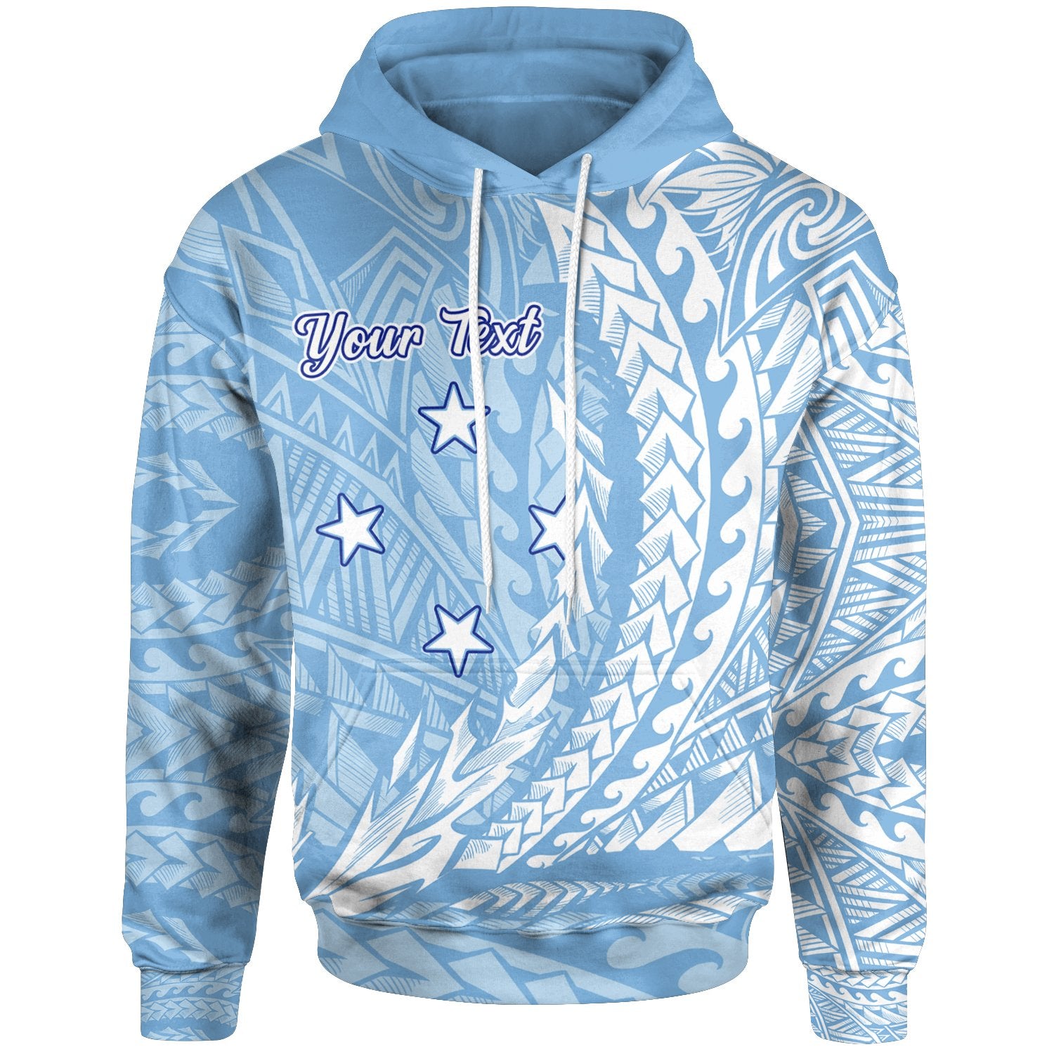 Federated States of Micronesia Hoodie Custom Wings Style Flag Color Unisex Blue - Polynesian Pride