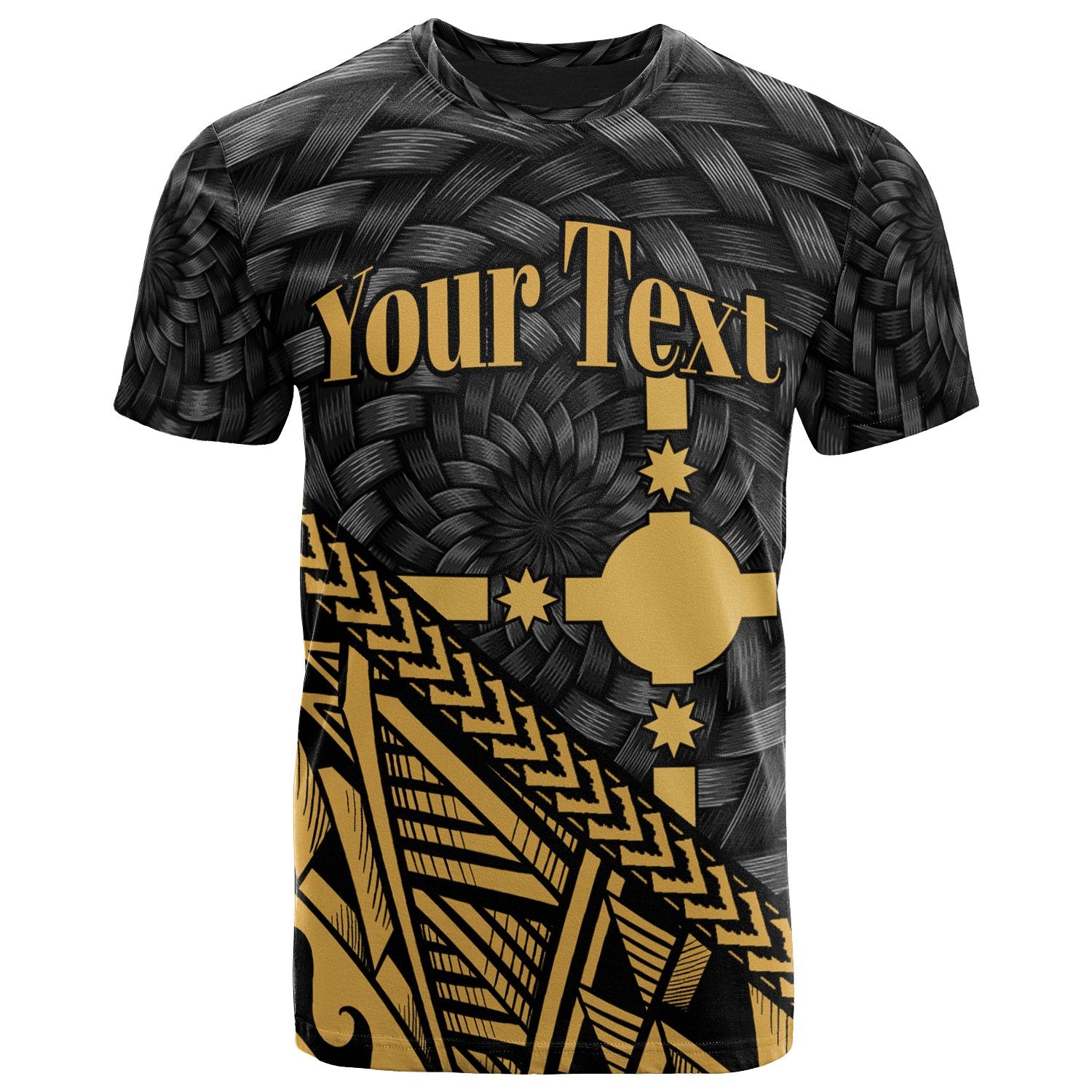 Rotuma T Shirt Custom Gold Tapa Patterns With Bamboo Unisex Art - Polynesian Pride