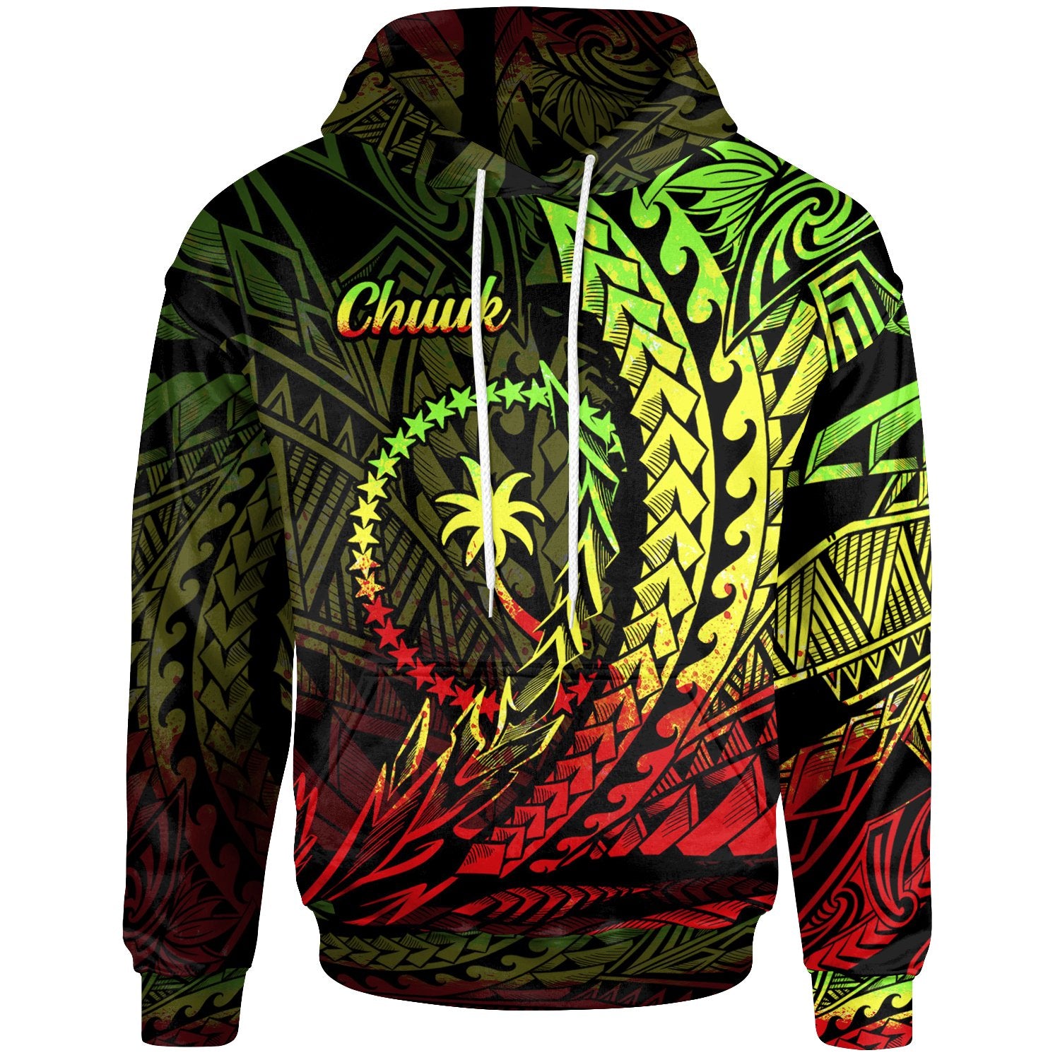 Chuuk State Hoodie Reggae Wings Style Unisex Black - Polynesian Pride