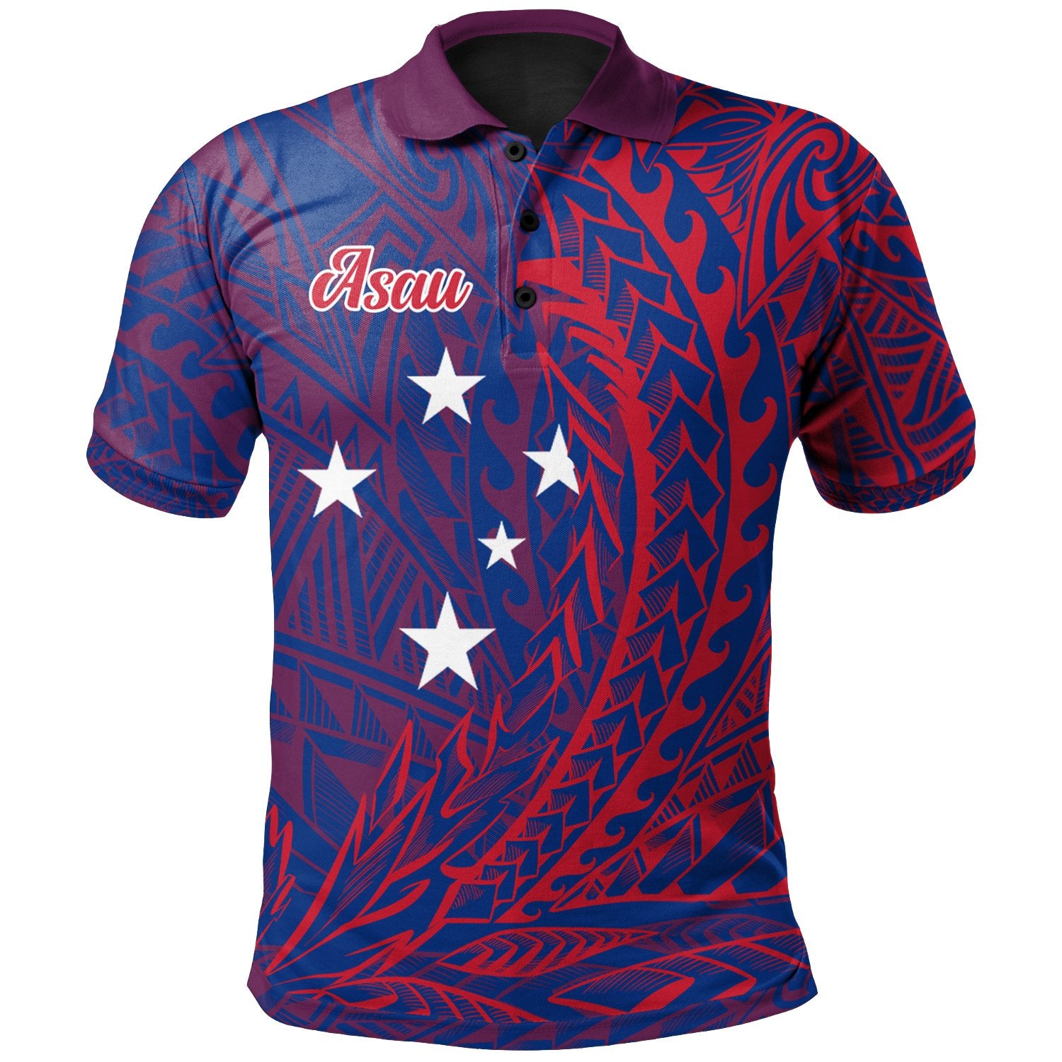 Samoa Polo Shirt Asau Wings Style Unisex Blue - Polynesian Pride