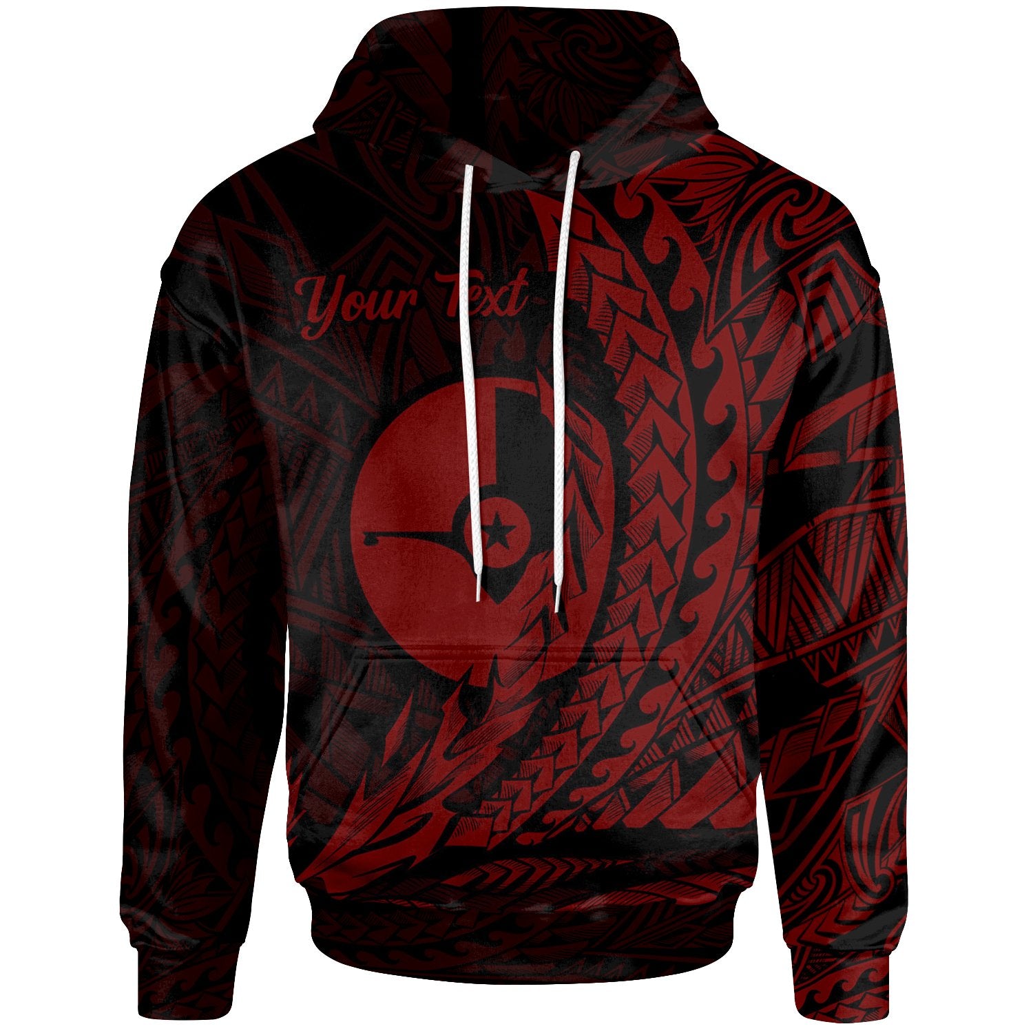 Yap State Hoodie Red Custom Wings Style Unisex Black - Polynesian Pride