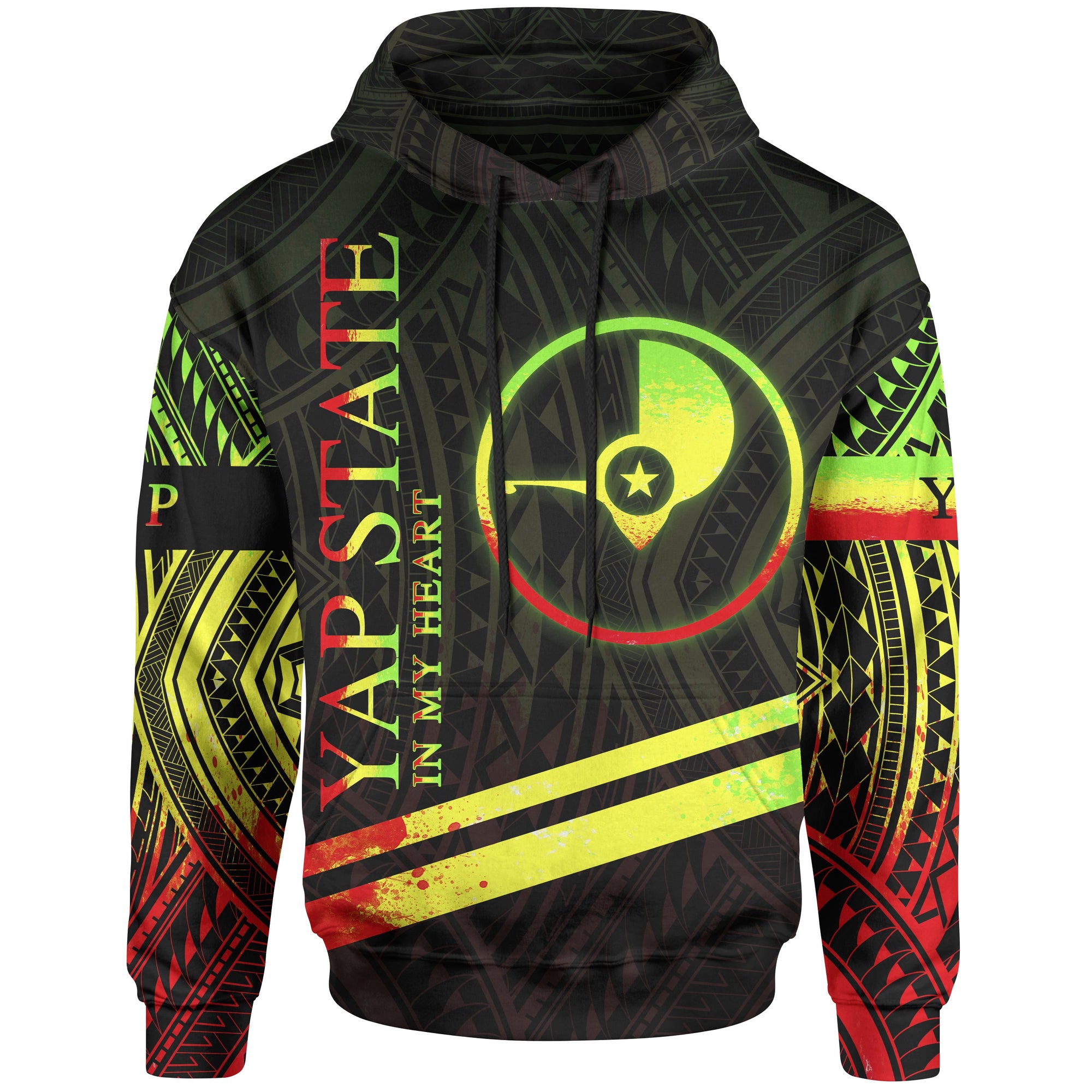 Yap State Hoodie In My Heart Style Reggae Polynesian Patterns Unisex Black - Polynesian Pride