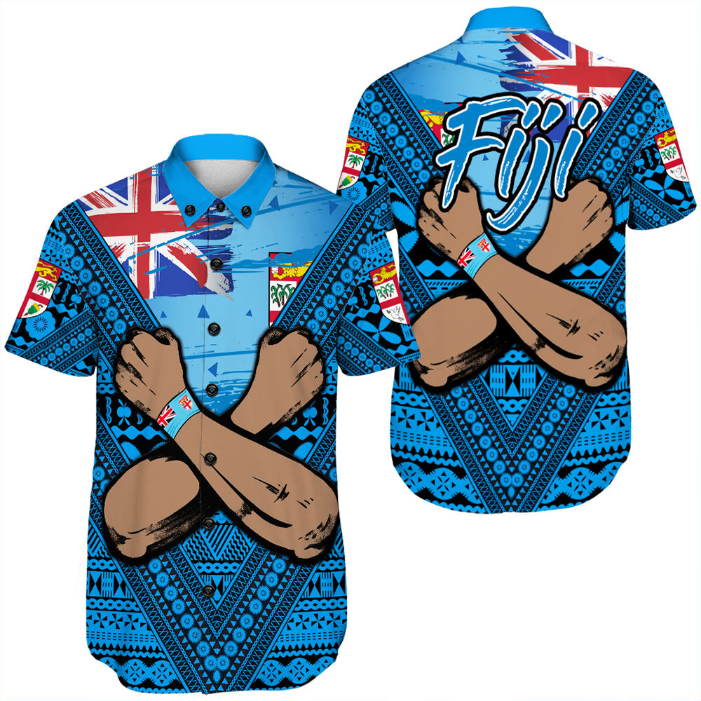 Fiji Bula Flag Short Sleeve Shirt LT10 Unisex Blue - Polynesian Pride