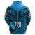 Custom Fiji Rugby Zip Hoodie Coconut Sporty Vibes Blue - Polynesian Pride