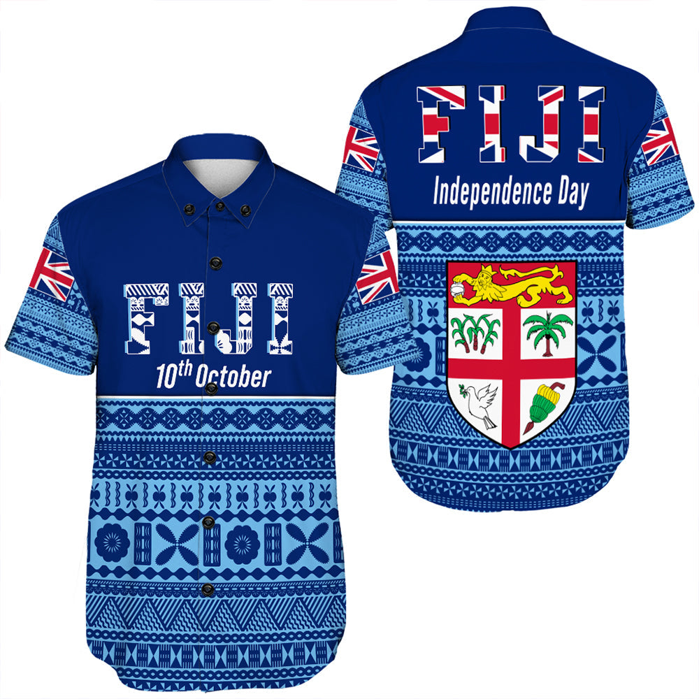 Fiji Independence Day Short Sleeve Shirt LT10 Unisex Blue - Polynesian Pride