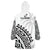 Fiji Rugby Fijian Cibi Dance Tapa Pattern White Wearable Blanket Hoodie LT14 - Polynesian Pride