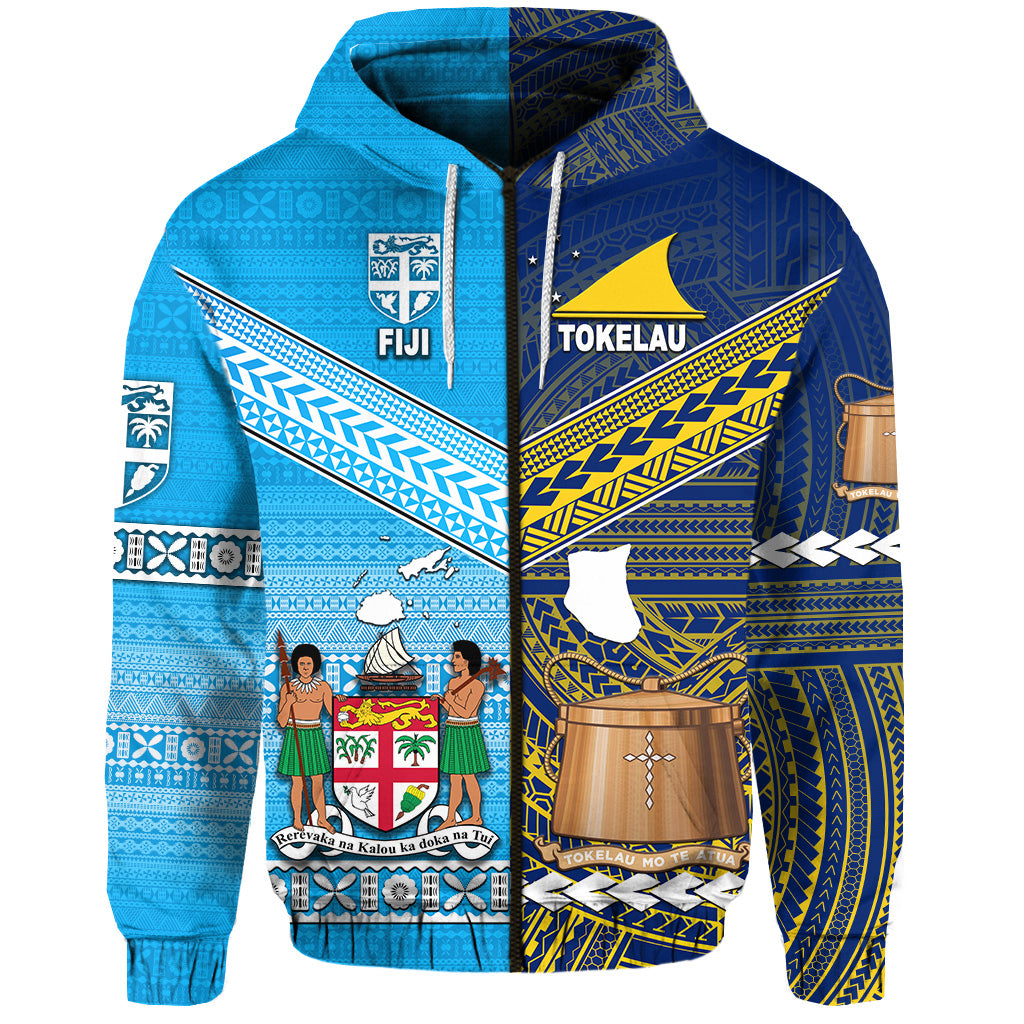 Fiji Tokelau Zip Hoodie Together LT8 - Polynesian Pride