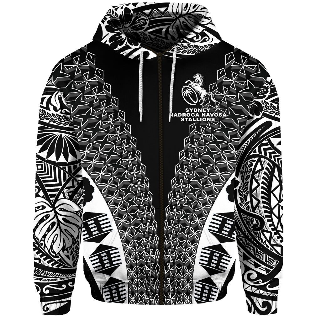 Fiji Rugby Zip Hoodie Sydney Nadroga Navosa Stallions Tapa Vibes LT8 - Polynesian Pride