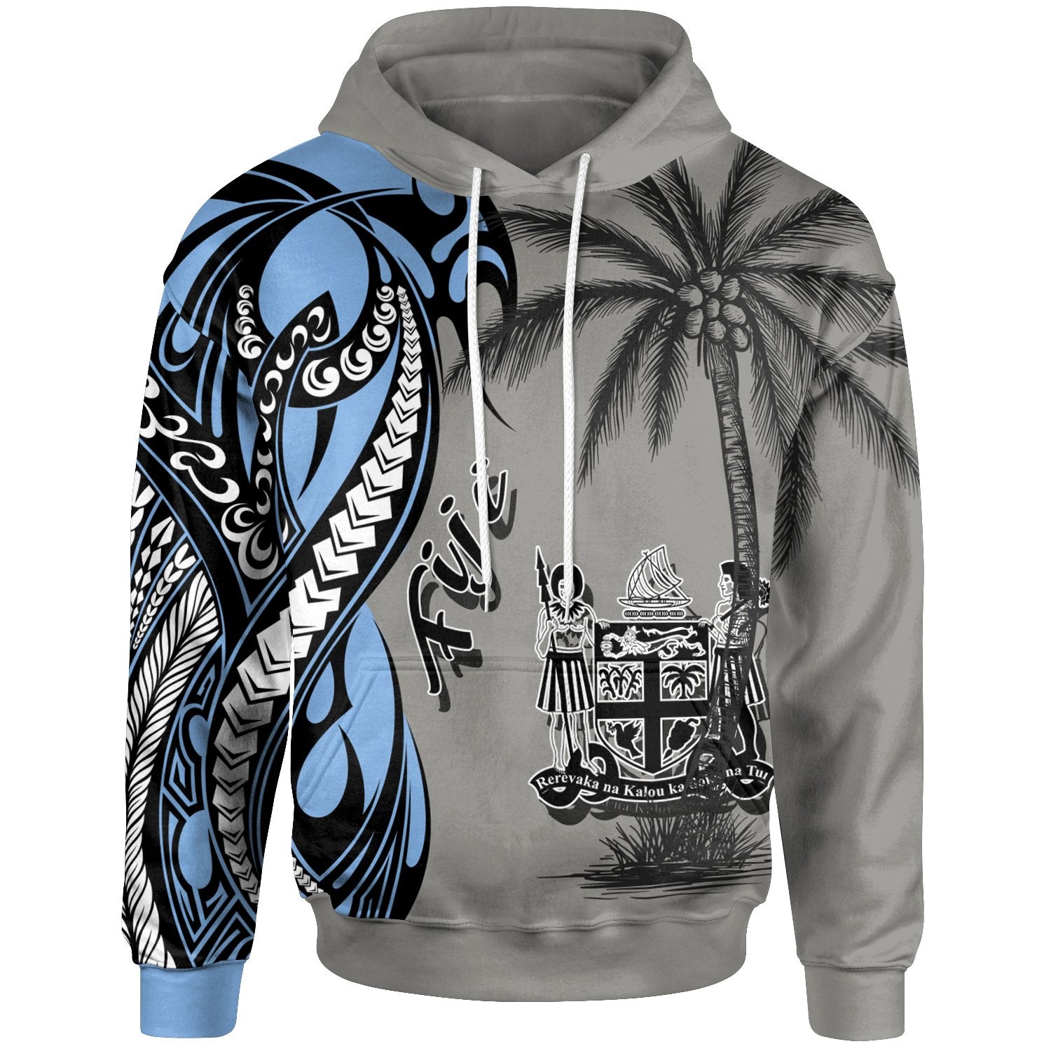 Fiji Hoodie Classical Coconut Tree Unisex Gray - Polynesian Pride