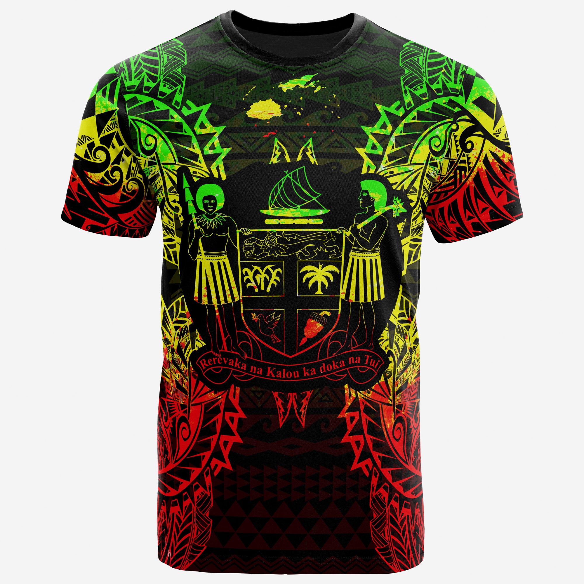 Fiji T Shirt Fijian Coat of Arms Map Polynesian Tattoo Reggae Unisex Reggae - Polynesian Pride