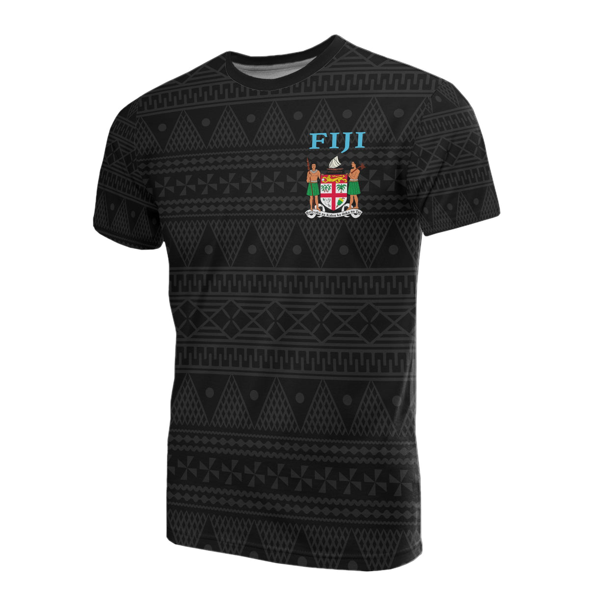Fiji Tapa All Over Print T Shirt Fiji Flag Coat of Arms - Polynesian Pride