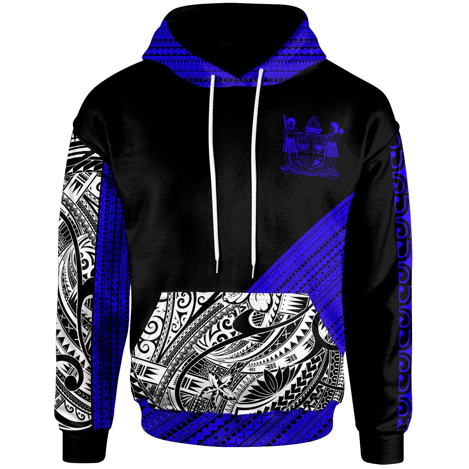 Fiji Custom Hoodie Diagonal Pattern Dark Blue Unisex Dark Blue - Polynesian Pride