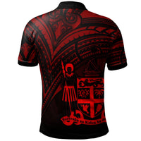 Fiji Polo Shirt Red Color Cross Style - Polynesian Pride
