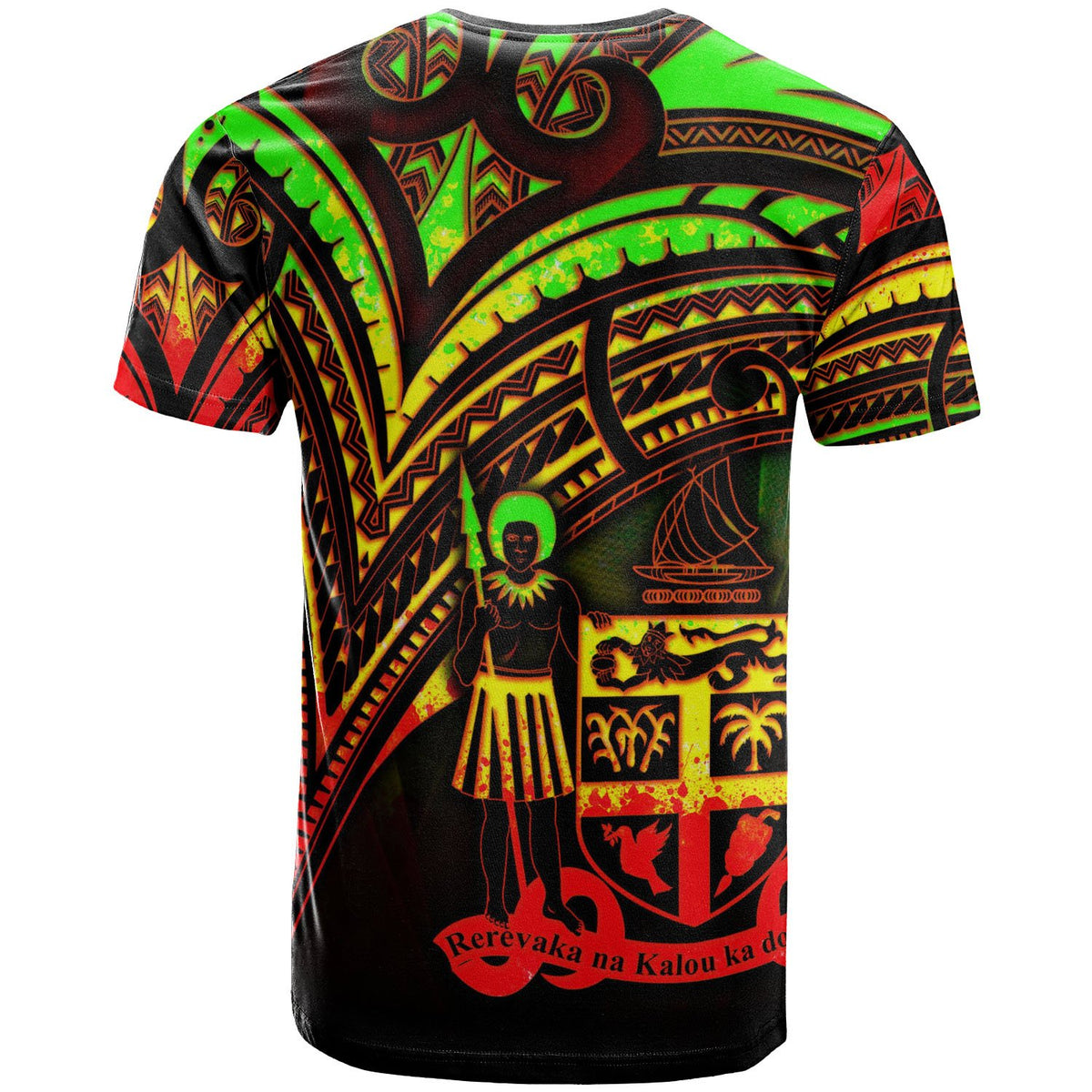 Fiji T Shirt Reggae Color Cross Style - Polynesian Pride