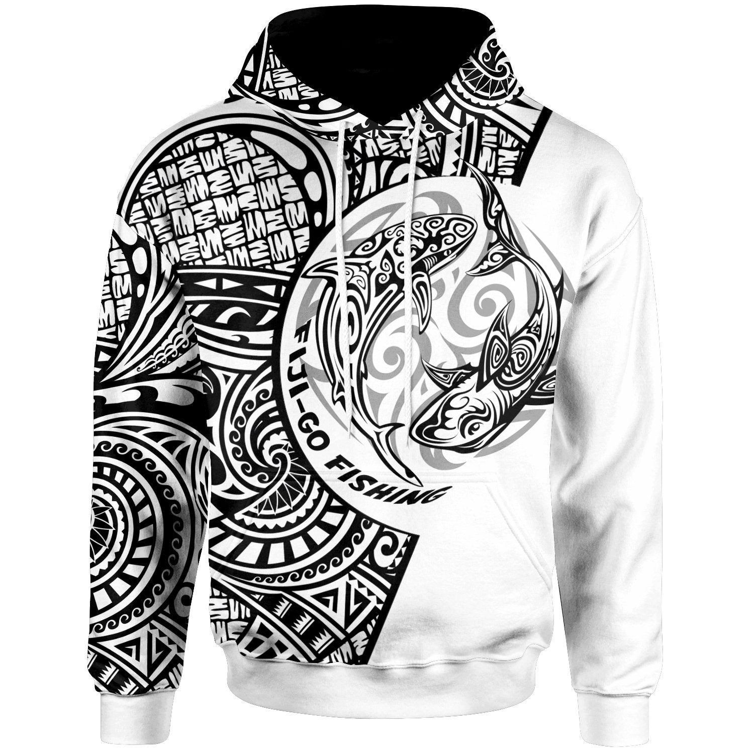 Fiji Hoodie Go Fishing Unisex White - Polynesian Pride