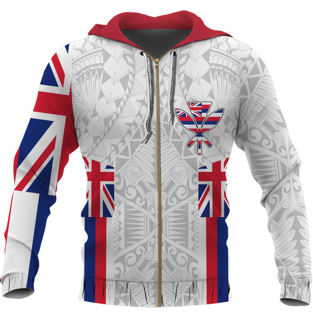 Hawaii Kanaka Flag Zipper Hoodie - Polynesian Pride