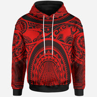 Hoodie Polynesian Patterns Maui Tattoo (Red) Unisex Red - Polynesian Pride