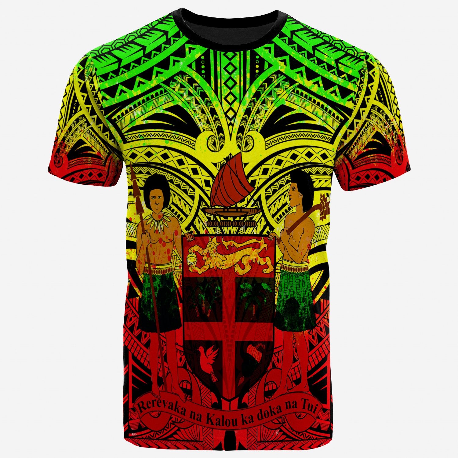 FiJi All Over T Shirt FiJi Coat of Arm (Reggae) Unisex Reggae - Polynesian Pride