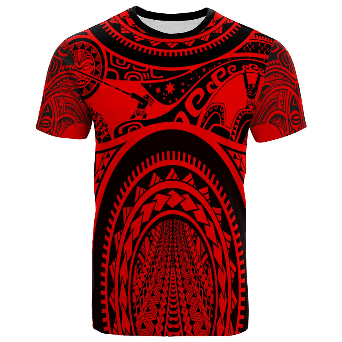 Polynesian T Shirt Polynesian Patterns Maui Tattoo (Red) Unisex Red - Polynesian Pride