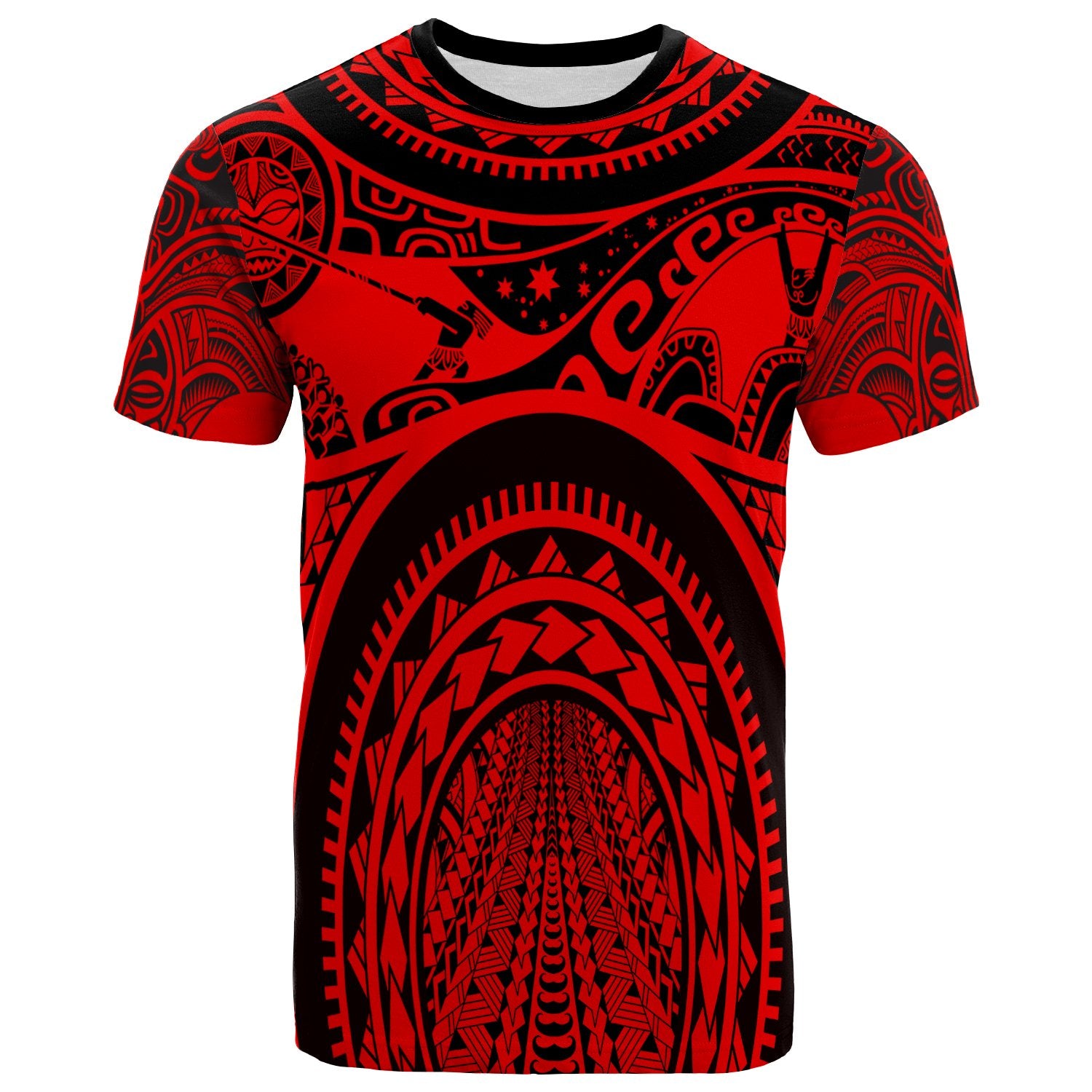 Polynesian T Shirt Polynesian Patterns Maui Tattoo (Red) Unisex Red - Polynesian Pride