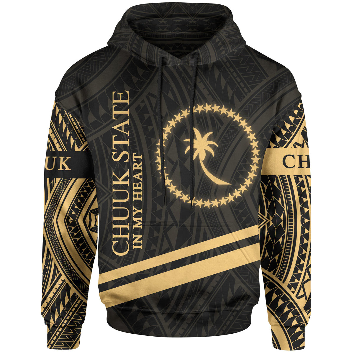 Chuuk State Hoodie In My Heart Style Gold Polynesian Patterns Unisex Black - Polynesian Pride