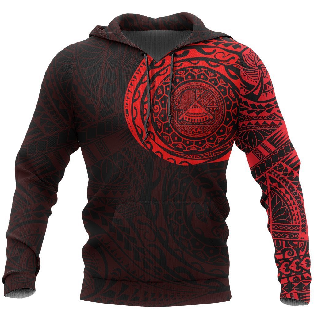 American Samoa In My Heart Polynesian Hoodie Red Unisex Red & Black - Polynesian Pride