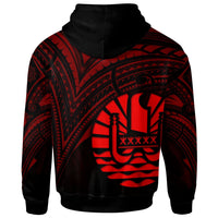 French Polynesia Zip Hoodie Red Color Cross Style - Polynesian Pride