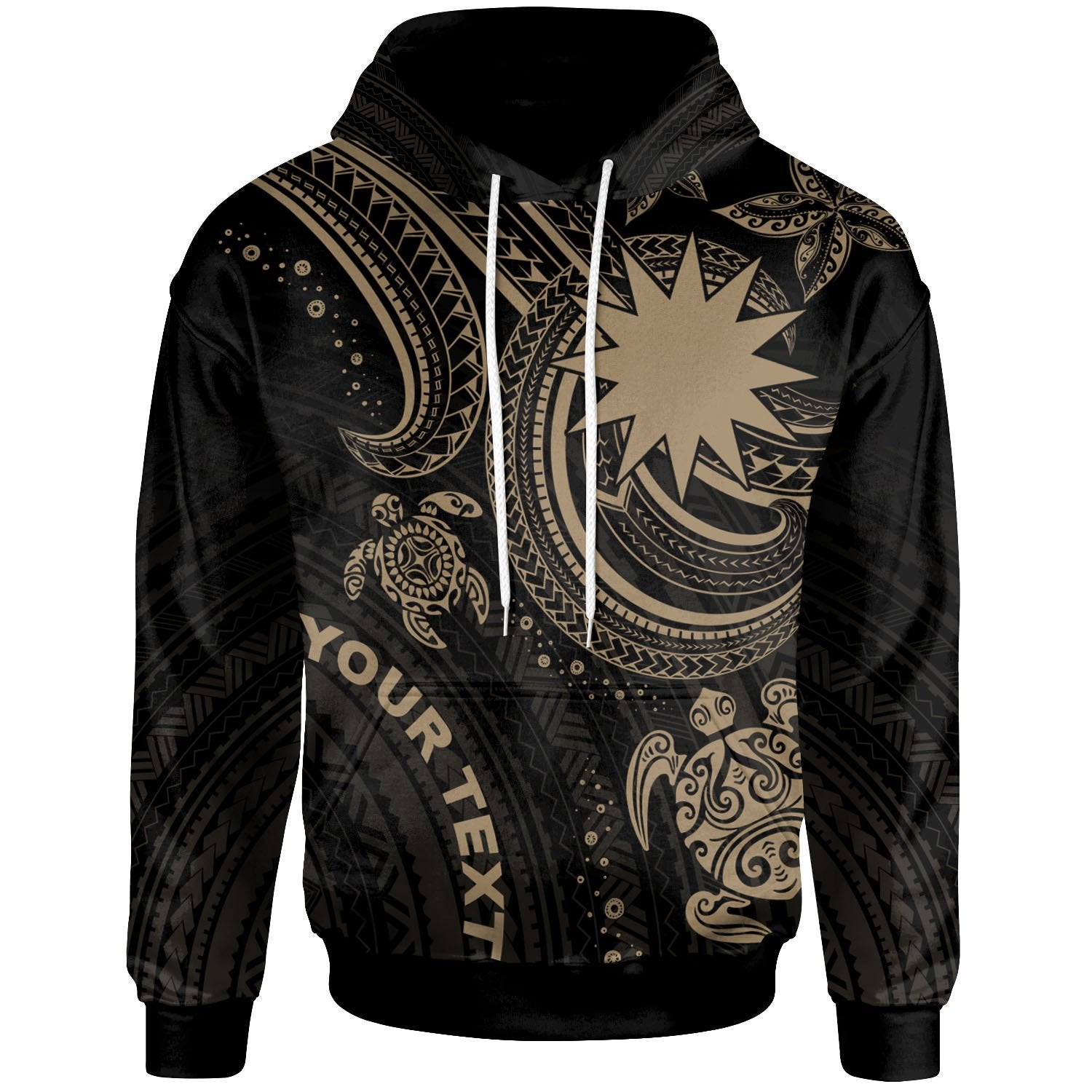 Nauru Custom Hoodie Gold Turtle Unisex Gold - Polynesian Pride