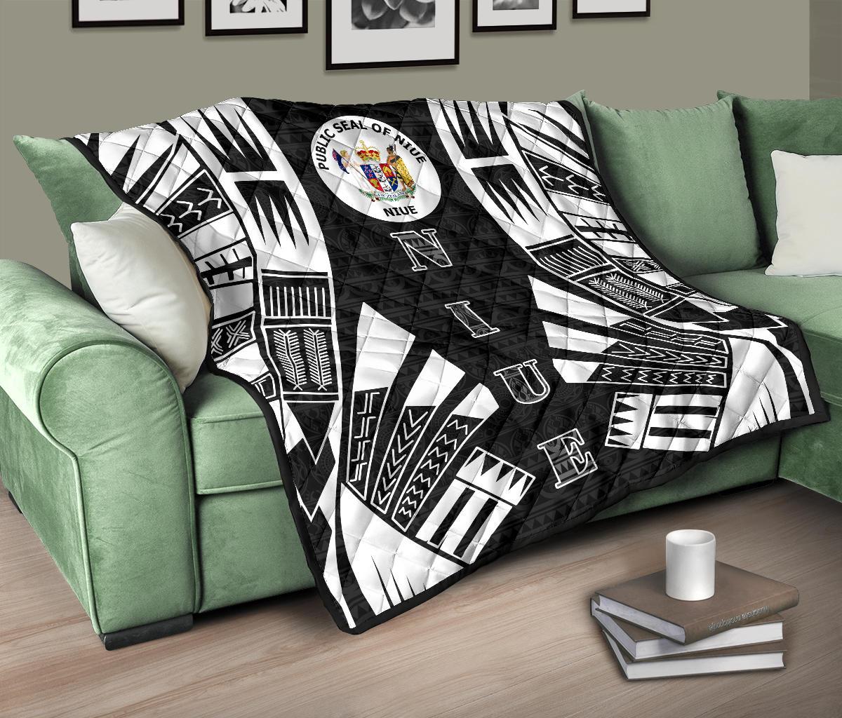 Niue Premium Quilt - Niue Seal Polynesian White Tattoo - Polynesian Pride