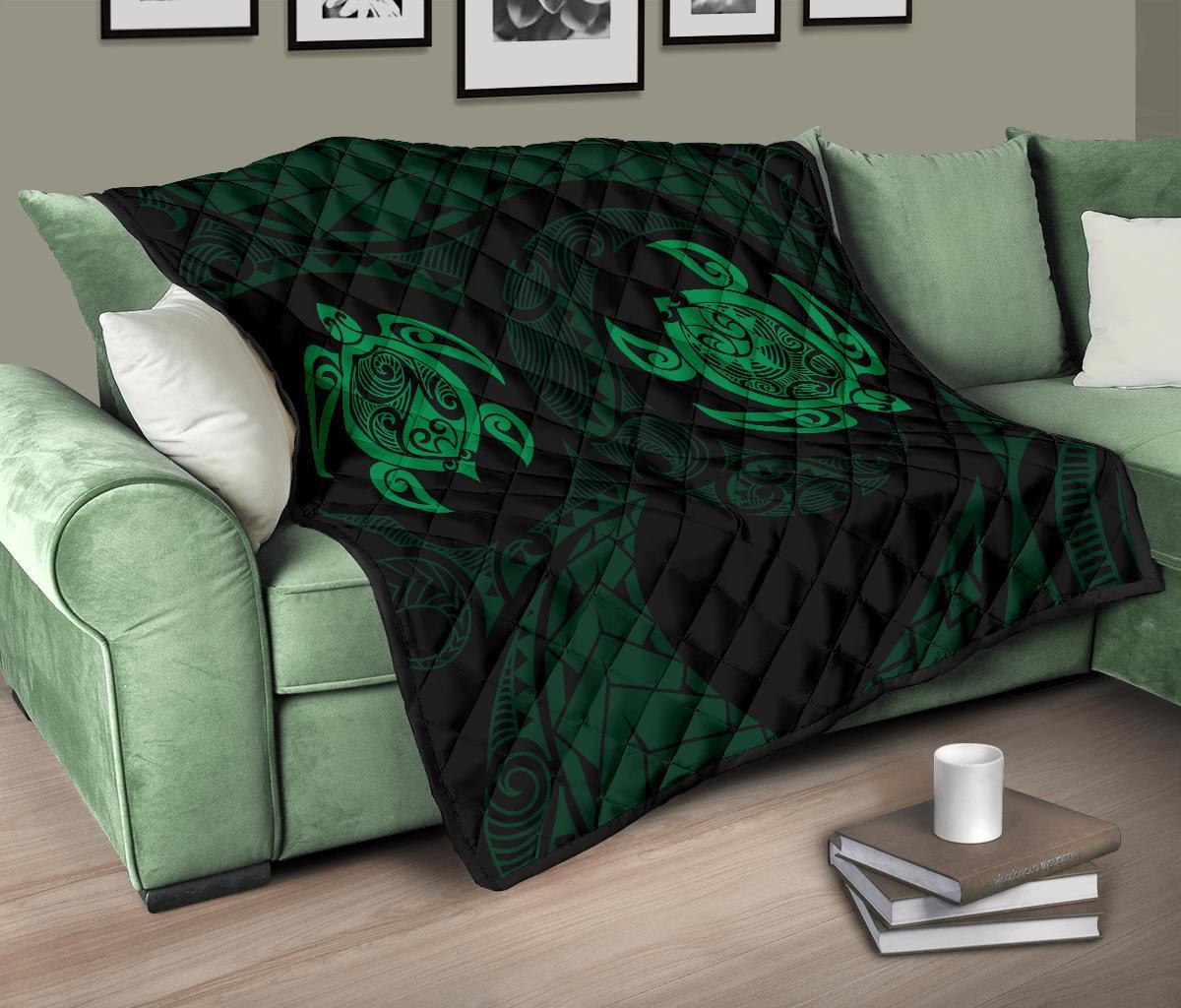 Hawaii Polynesian Turtle Premium Quilt Green - Polynesian Pride