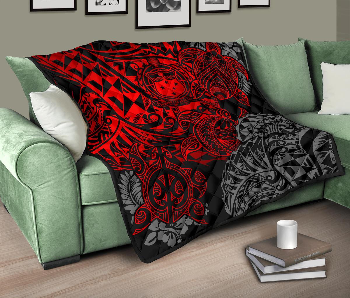 Samoa Polynesian Premium Quilt - Red Turtle Flowing - Polynesian Pride