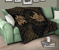 Hawaii Polynesian Turtle Premium Quilt Gold - Polynesian Pride