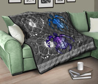 Hawaii Turtle Hibiscus Polynesian Premium Quilt - Miki Style - Polynesian Pride