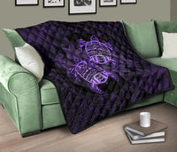 Hawaii Premium Quilt - Turtle Strong Pattern Hibiscus Plumeria Violet AH - Polynesian Pride