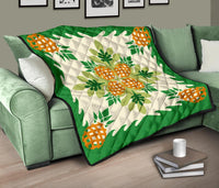 Hawaiian Pineapple leaves Tropical Pattern Premium Quilt - Green - Argu Style - AH - Polynesian Pride