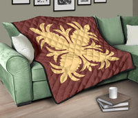 Hawaiian Premium Quilt Royal Pattern - Coral - A2 Style - Polynesian Pride