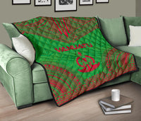 Vanuatu Premium Quilt - Vanuatu Coat Of Arms Polynesian Chief Green Version - Polynesian Pride