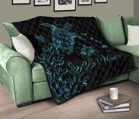 Hawaii Turtle Ohana Paua Shell Premium Quilt - Polynesian Pride