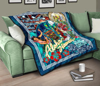 Hawaii Premium Blanket - Hawaii Seal Tiki Face Dancing Girl Aloha Hawaii - Polynesian Pride