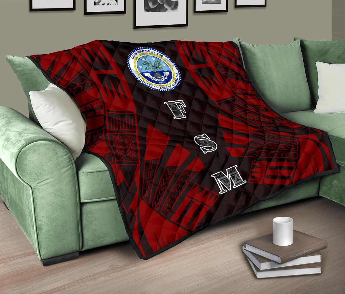 Federated States Of Micronesia Premium Quilt - Federated States Of Micronesia Seal Polynesian Red Tattoo - Polynesian Pride