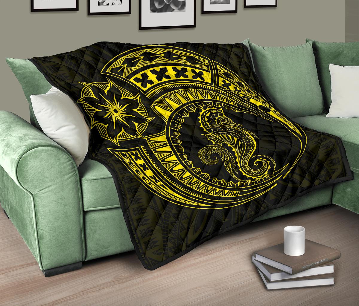 Polynesian Quilt - Polynesian Yellow Seahorse Tattoo - Polynesian Pride