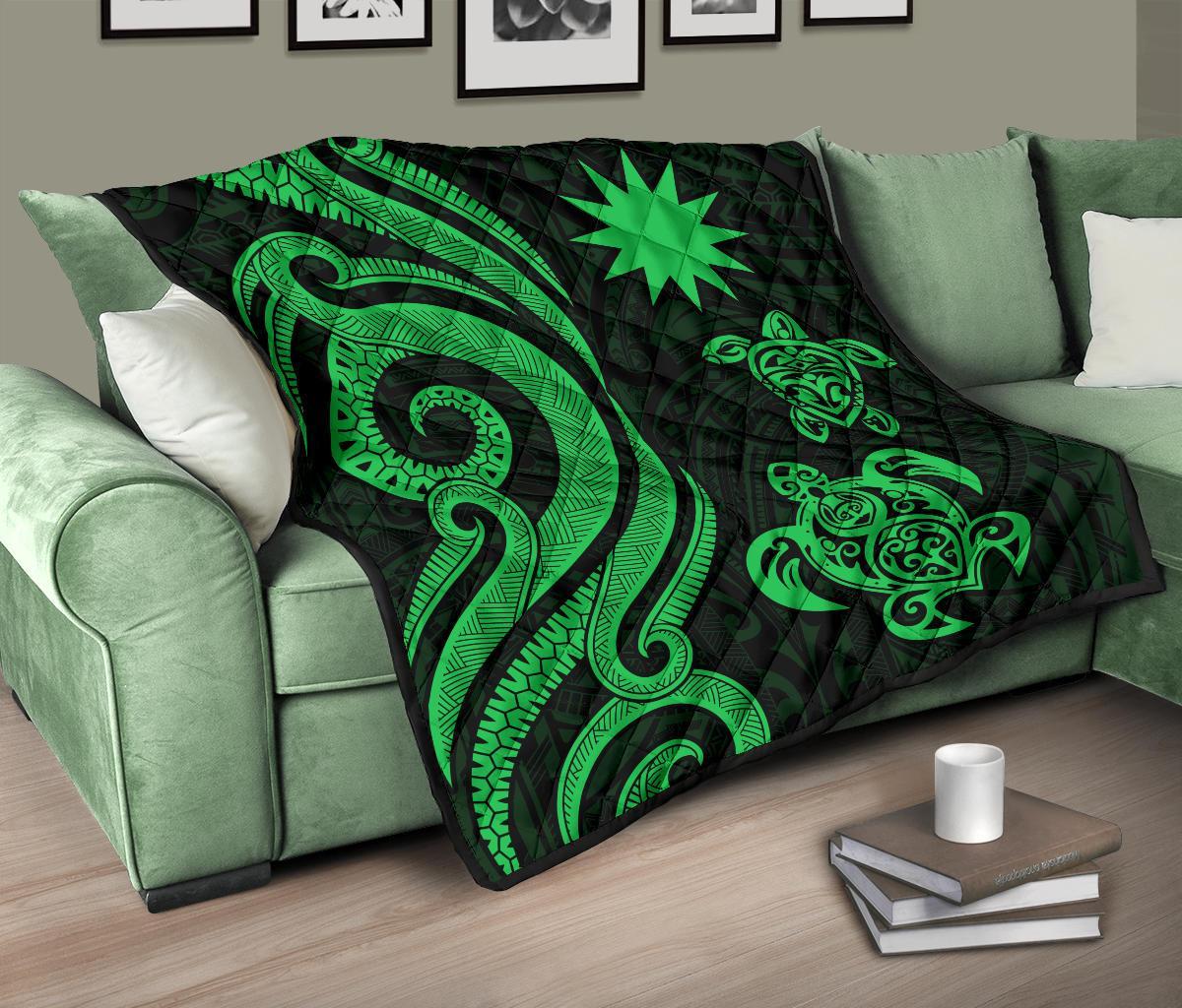 Nauru Premium Quilt - Green Tentacle Turtle - Polynesian Pride