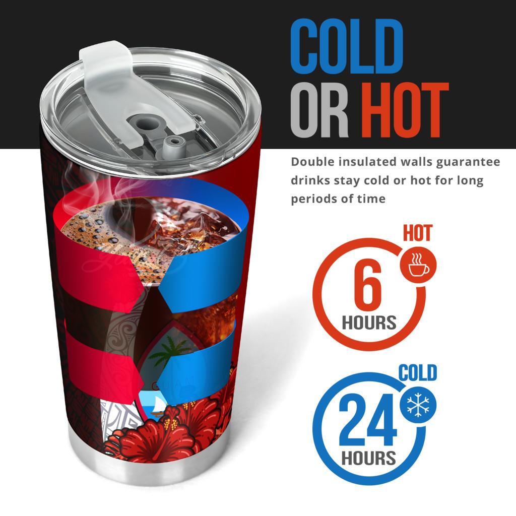 Guam Polynesian Custom Personalised Tumbler - Coat Of Arm With Hibiscus - Polynesian Pride