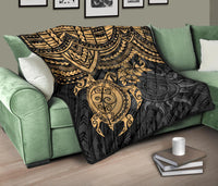 Polynesian Premium Quilt - Polynesian Golden Turtle Hibiscus - Polynesian Pride