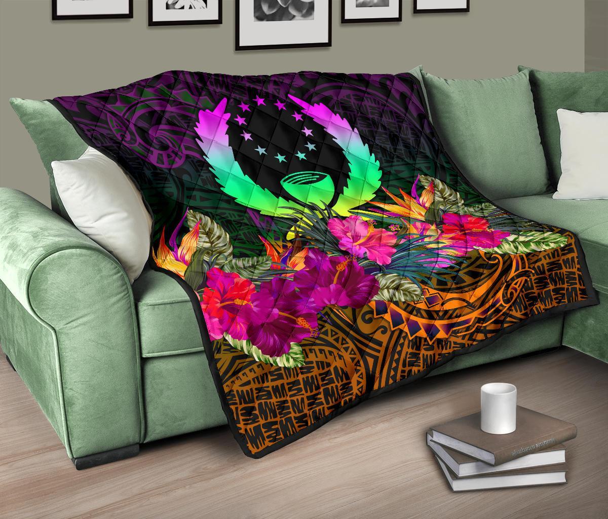 Pohnpei Premium Quilt - Summer Hibiscus - Polynesian Pride
