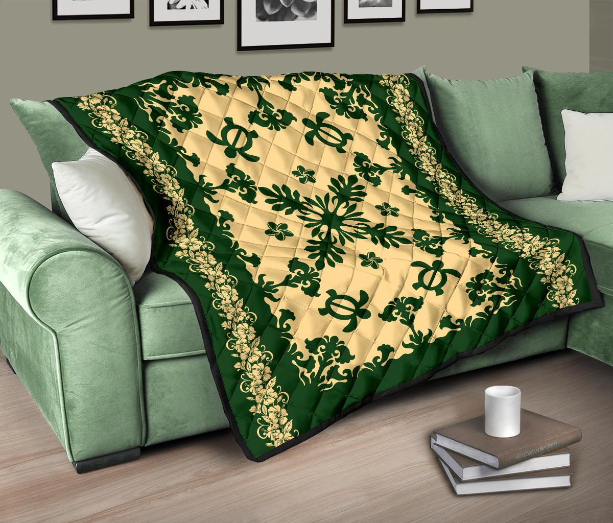 Hawaii Premium Quilt - Hawaiian Quilt Turtle Dance Sea Pattern - Polynesian Pride